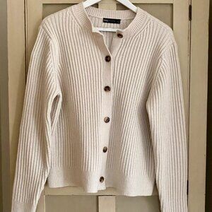 M&S cream beige ribbed cardigan